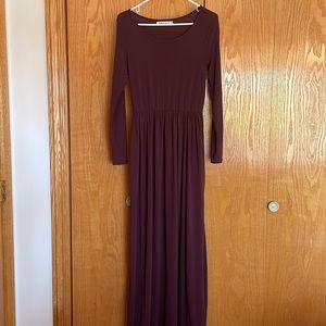 Long sleeve silk maxi dress